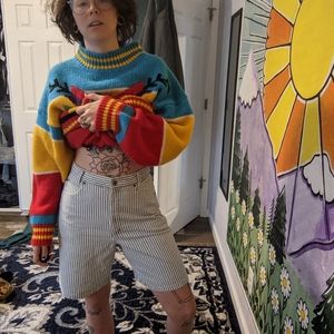 Pinstripe high waisted 90s shorts